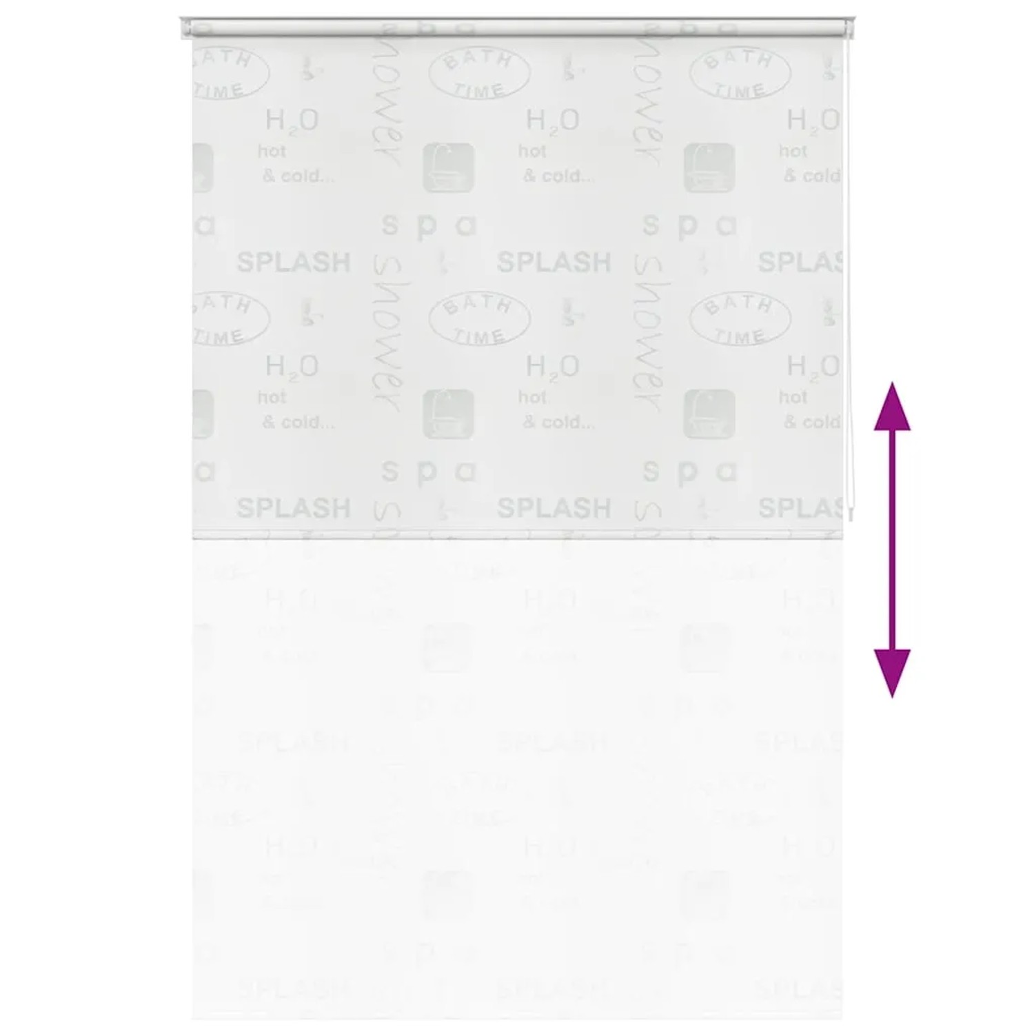 Weißes vidaXL Duschrollo mit Splash-Design, 140x240 cm, aus wasserfestem EVA. Ideal für Bad und Dusche.