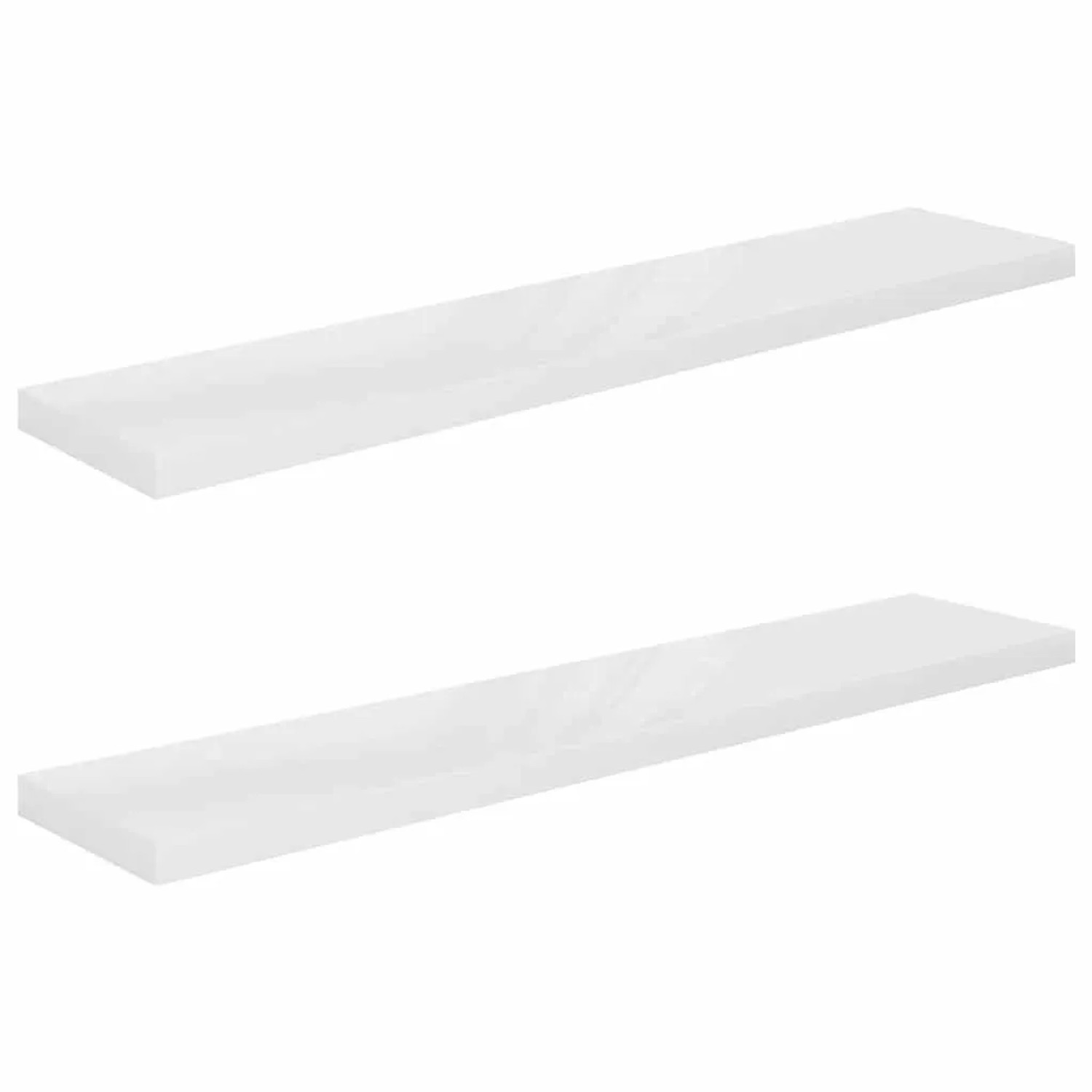 vidaXL Schweberegale 2 Stk Hochglanz-Weiß 120x23,5x3,8 cm MDF 323758
