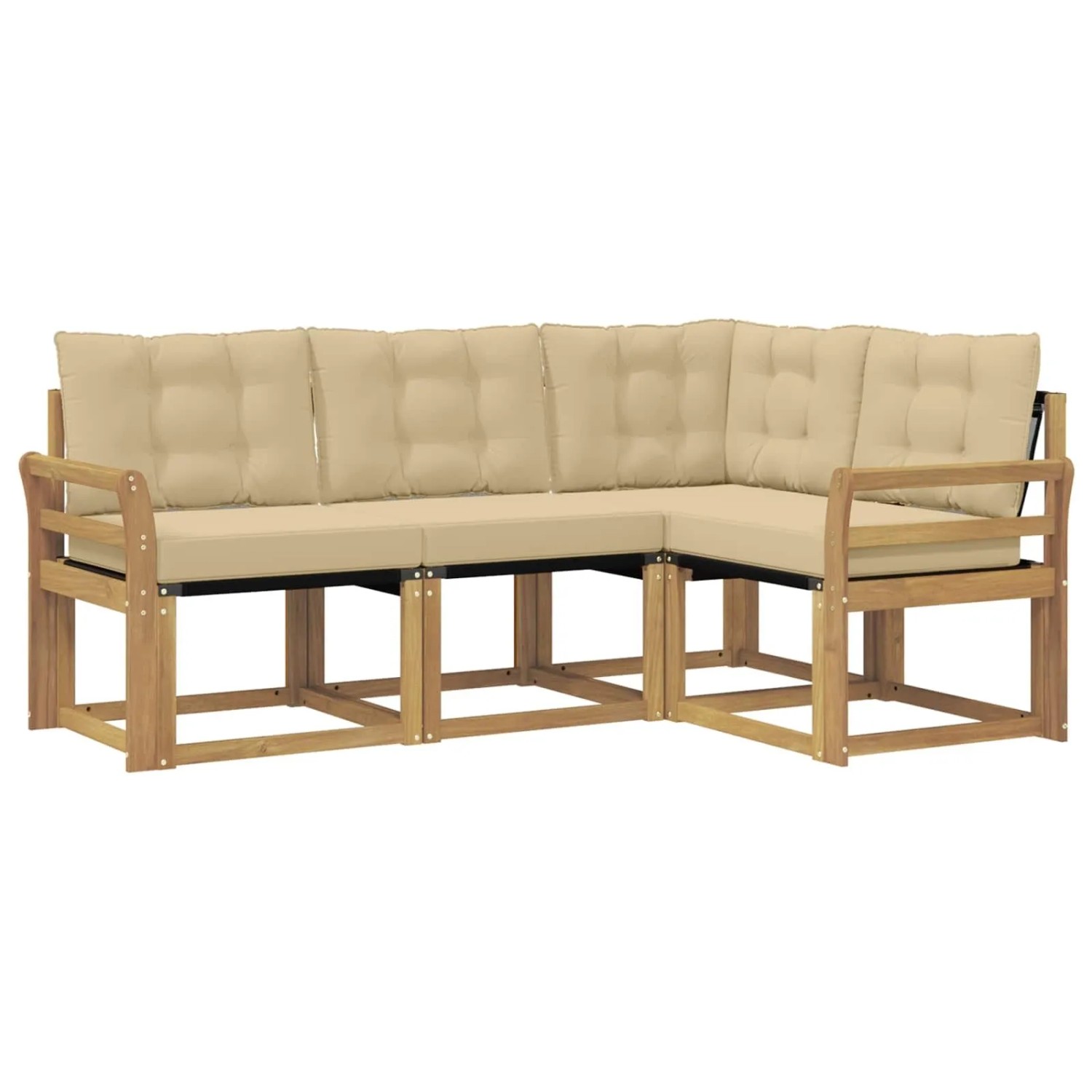 vidaXL Outdoor-Sofagarnitur mit Kissen 4-Tlg Weiß und Beige 3389431