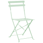 Mintgrüner Klappstuhl aus Metall mit Lattenrost-Sitzfläche, Teil des Beliani FIORI Bistro Sets für Garten & Terrasse.