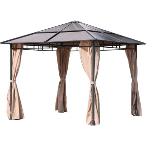 Anthrazitfarbener Garden Pleasure Pavillon Napa mit creme-farbenen Seitenteilen, 300x300 cm.
