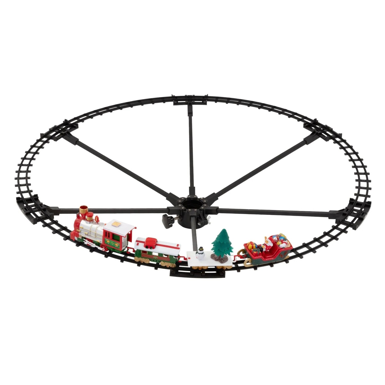 ECD Germany Weihnachtszug für den Weihnachtsbaum Weihnachtsdeko mit Licht und Sound Batteriebetrieben Ø87,5 cm