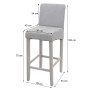 PROREGAL Barhocker Gepolstert Mit Lehne Sitzhöhe 75cm Holz Hellgrau Helle Beine Stoff/Textil Barstuhl Tresenhocker_2