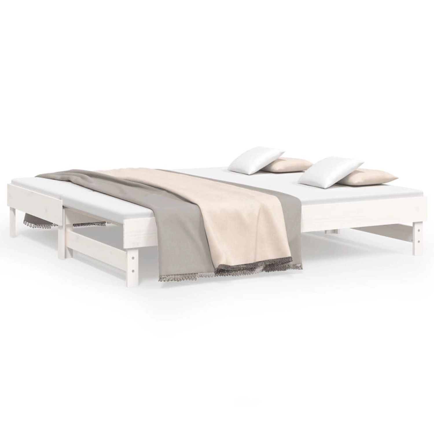 vidaXL Gästebett Gästebett Tagesbett Ausziehbar Weiß 2x90x190 cm Massivholz günstig online kaufen