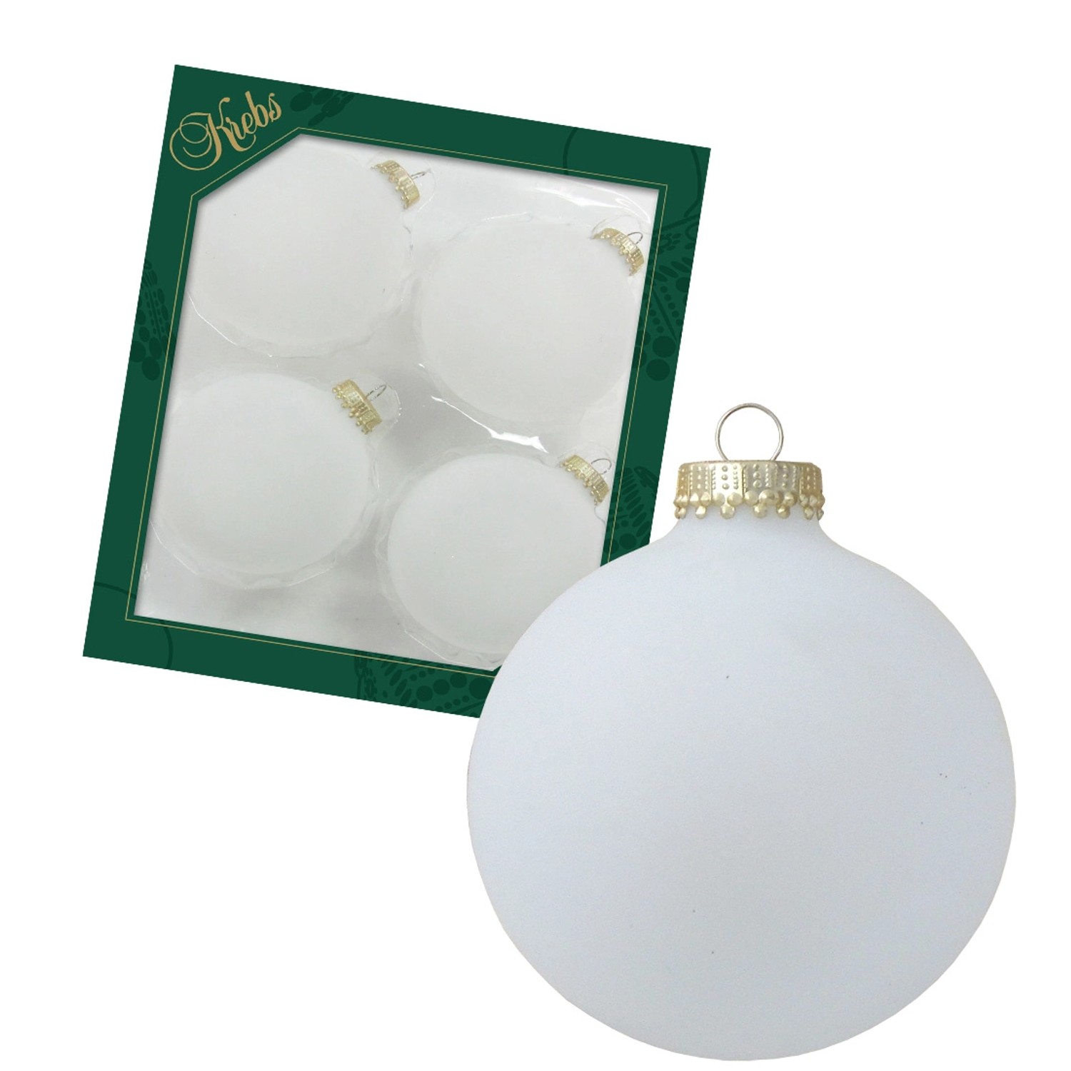 Krebs Glas Lauscha Weihnachtskugeln Uni-Design Mirella Weiß 8cm