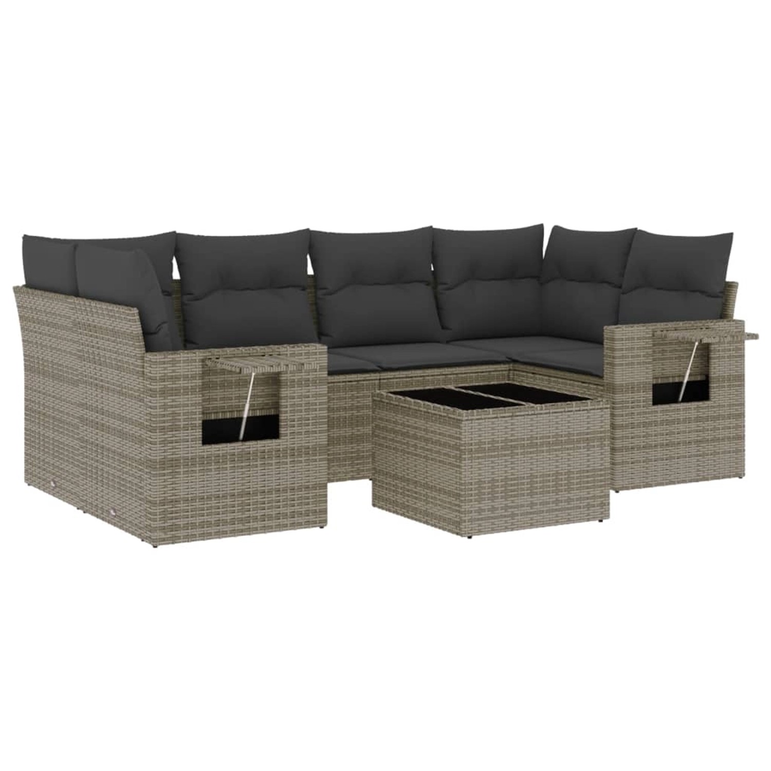 vidaXL 7-Tlg Garten-Sofagarnitur mit Kissen Grau Poly Rattan 3252257 günstig online kaufen