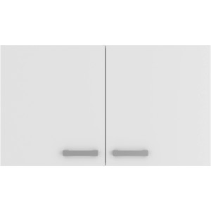 OPTIFIT Oslo214 Küchen-Hängeschrank, 100 cm, Feinstruktur Weiß, mit zwei Türen und silberfarbenen Griffen.