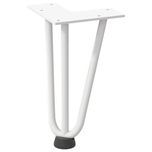 Weißes vidaXL Haarnadelbein, 20 cm, aus Stahl für Couchtisch. Möbelbein mit drei Streben.