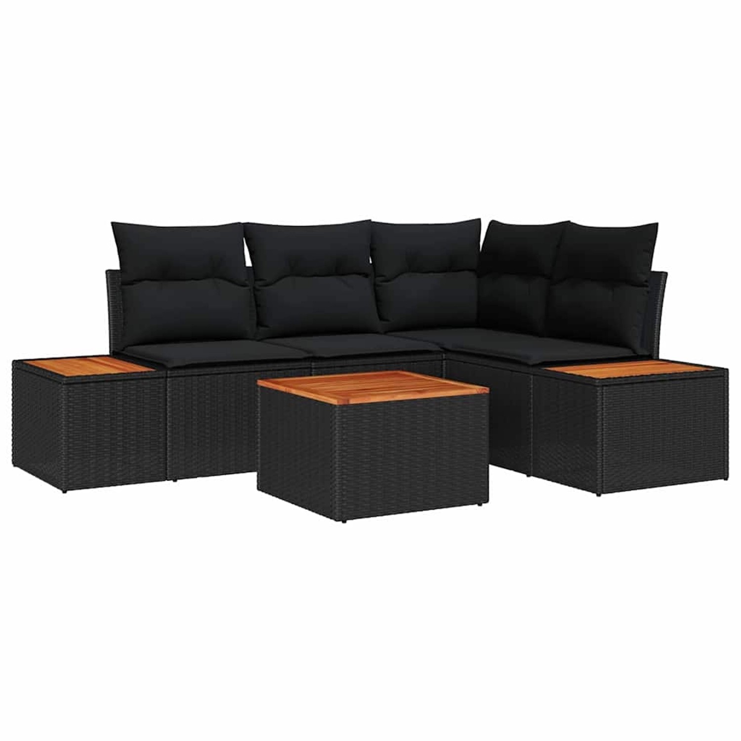 vidaXL Garten-Sofa-Set mit Kissen 5-Tlg Schwarz Poly Rattan 3348079 günstig online kaufen