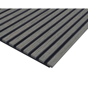 FN Acustico Akustikplatte in Silbergrau mit Furnier aus PET und MDF für Schallabsorption und modernes Design.