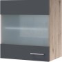 Flex-Well Glas-Hängeschrank Morena, 50cm, Basaltgrau/San Remo Eiche, mit Milchglastür.