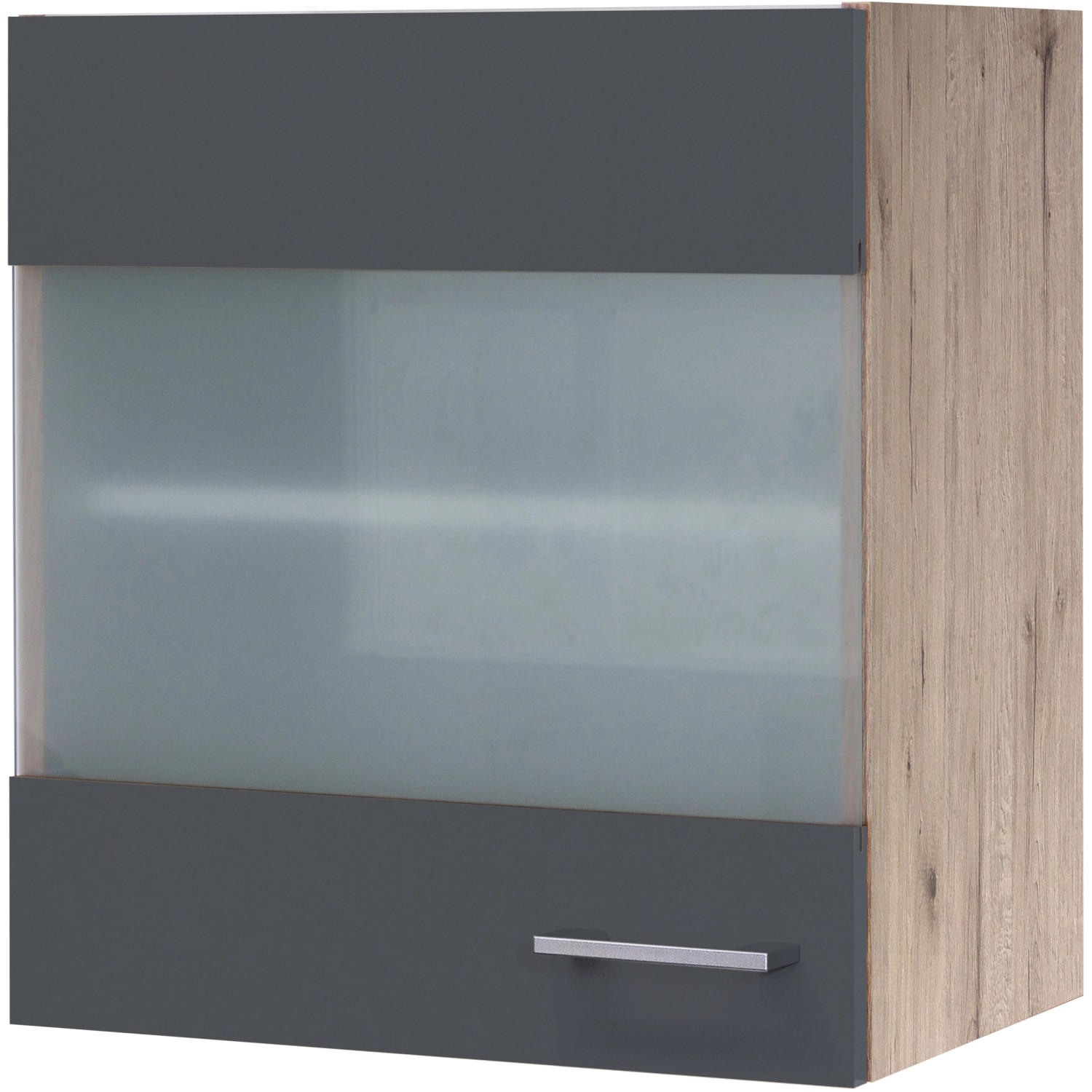 Flex-Well Exclusiv Glas-Oberschrank Morena 50cm Basaltgrau matt - San Remo Eiche