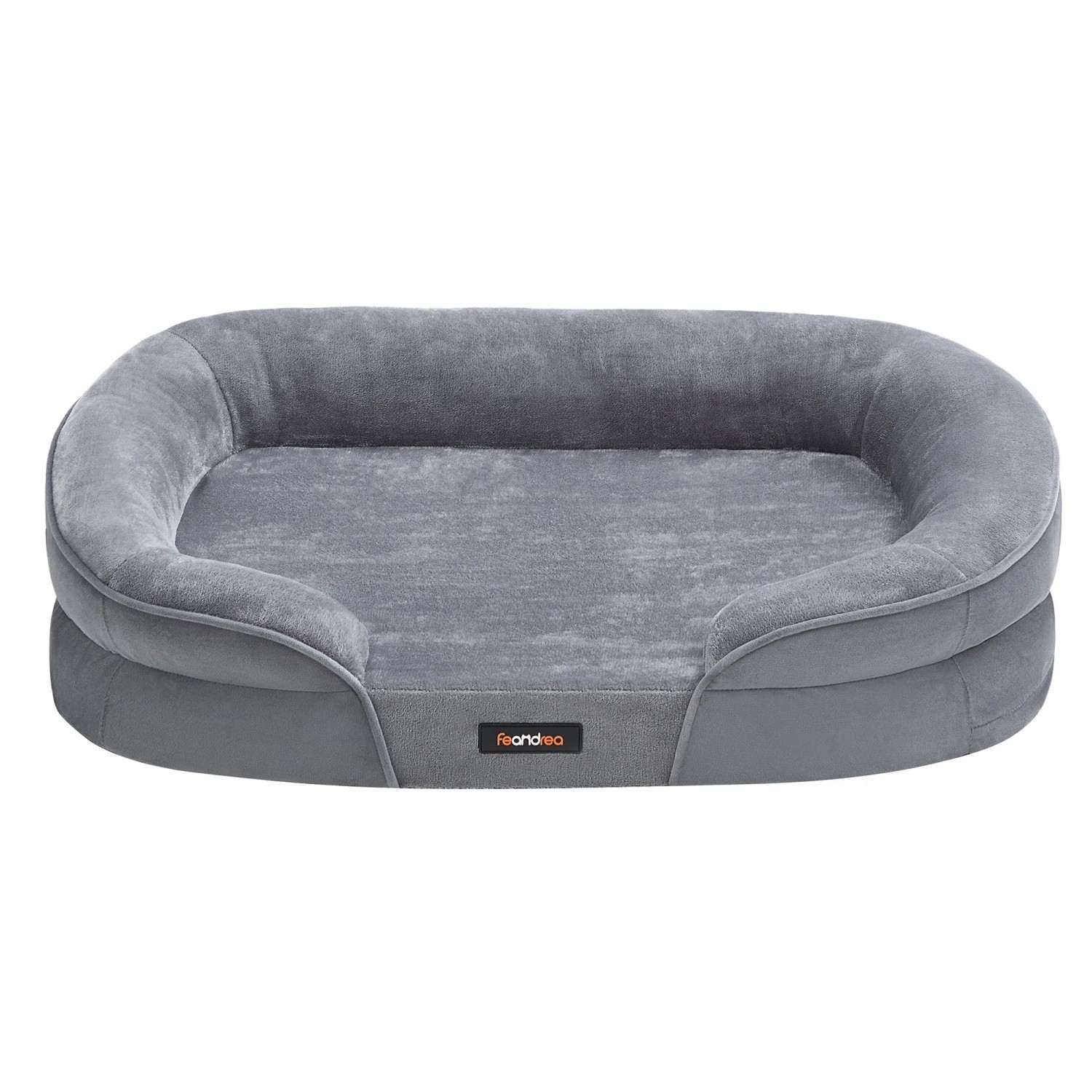 Feandrea Hundebett für Mittelgroße Hunde 76 cm x 51 cm x 18 cm Hellgrau