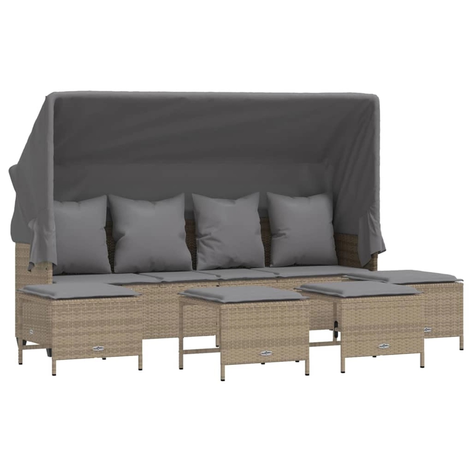 vidaXL 5-tlg Garten-Sofagarnitur mit Kissen Beige Poly Rattan Modell 198 günstig online kaufen