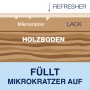 Illustration: Bona Refresher füllt Mikrokratzer in versiegelten Holzböden auf.