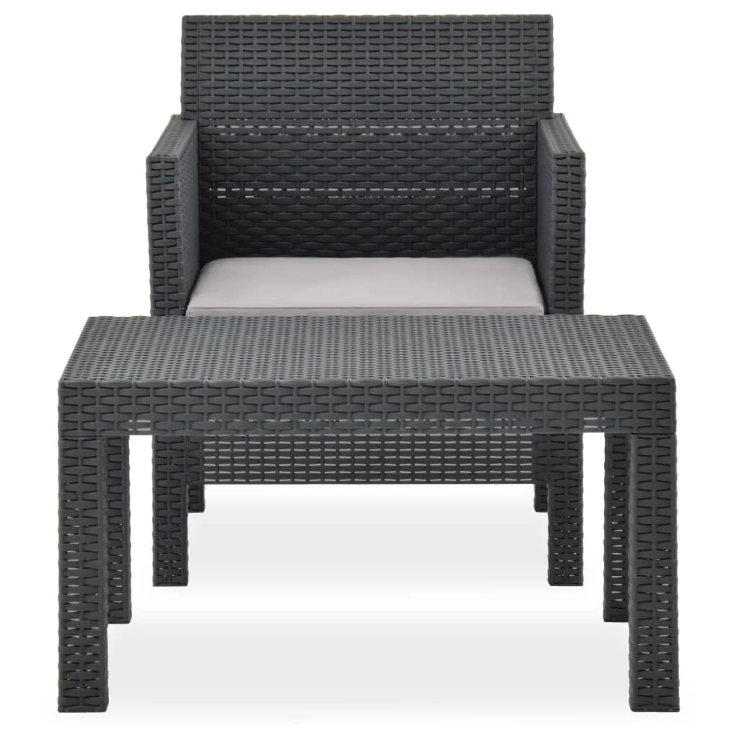vidaXL 2-tlg Garten-Lounge-Set mit Auflage PP Rattan Anthrazit