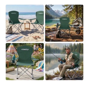 Relaxdays Campingstuhl 2er Set Eisen Polyester Grün Faltbar Mit Getränkehalter 97 cm x 81 cm x 54 cm