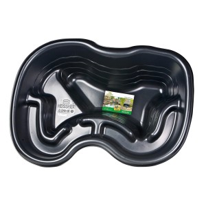 Schwarzes Heissner Teichbecken PE 120 l für den Wassergarten, naturnahe Form.