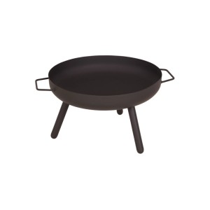 Schwarze DELUKE Feuerschale MARKUS aus Eisen, 31x50x62cm, für Garten und Terrasse.