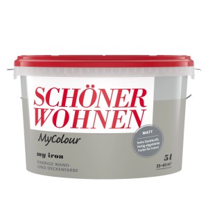 Eimer Schöner Wohnen Wandfarbe My Colour My Iron, matte, graue Innenfarbe, 5 Liter für ca. 35-40 m².