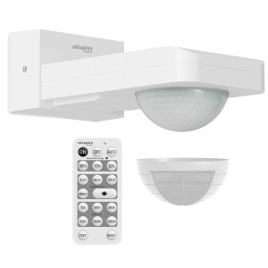 Oktaplex Bewegungsmelder 360° mit Fernbedienung, weiß, für Außenbereich. Lampe mit Sensoren und Steuerung.