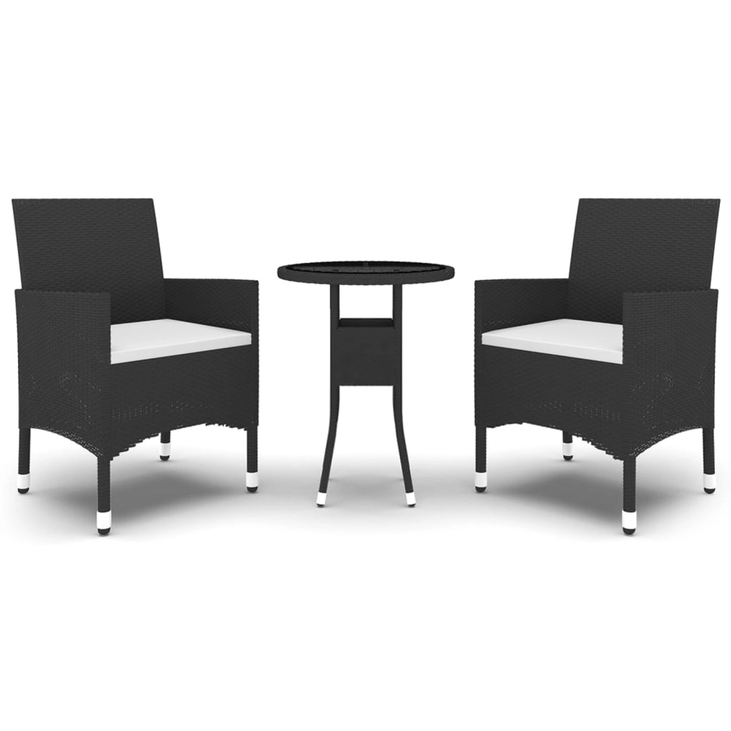 vidaXL 3-Tlg Bistro-Set Poly-Rattan und Hartglas Schwarz 3095901 günstig online kaufen