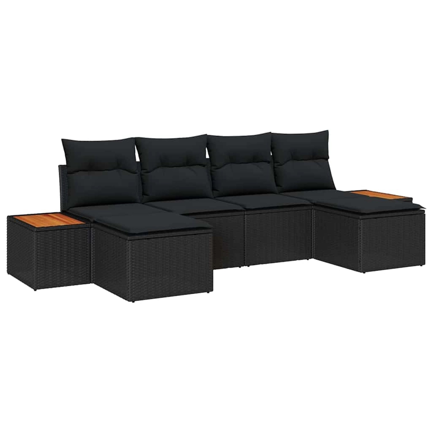 vidaXL Garten-Sofa-Set mit Kissen 6-Tlg Schwarz Poly Rattan 3348139 günstig online kaufen