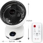 Weißer Vornado Tischventilator X4-Life Pinguin DX mit Fernbedienung und digitaler Anzeige.