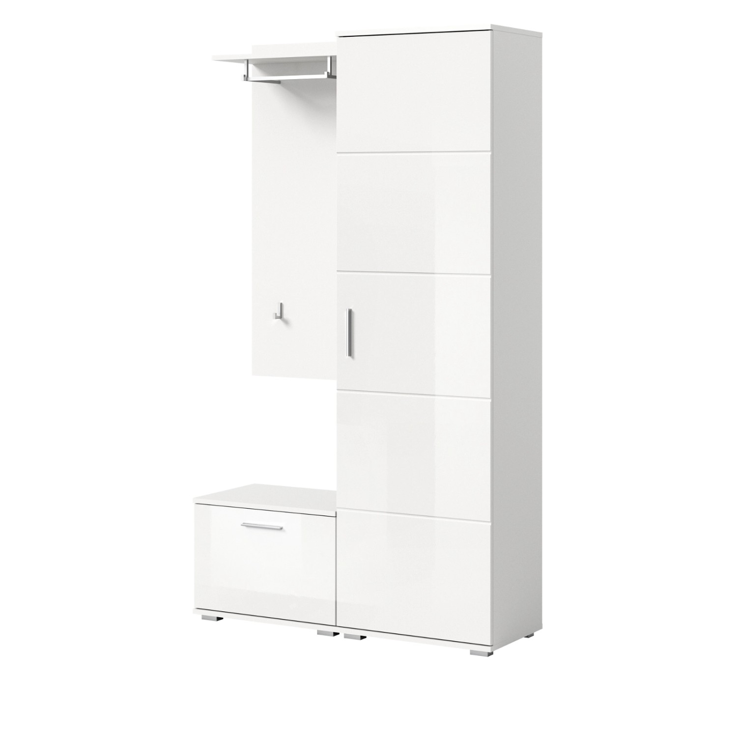 Inn.Furn Garderoben-Set 3-teilig Weiß Hochglanz 110 cm Viel Stauraum Grazie günstig online kaufen