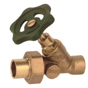 Glänzendes Kirchhoff Schrägsitzventil aus Messing, 15 mm, ohne Entleerung.