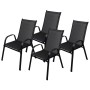 CHEFGASTRO Stapelstühle, 4er Set, schwarz, mit Armlehnen und hoher Rückenlehne. Gartenstühle aus Stahl.
