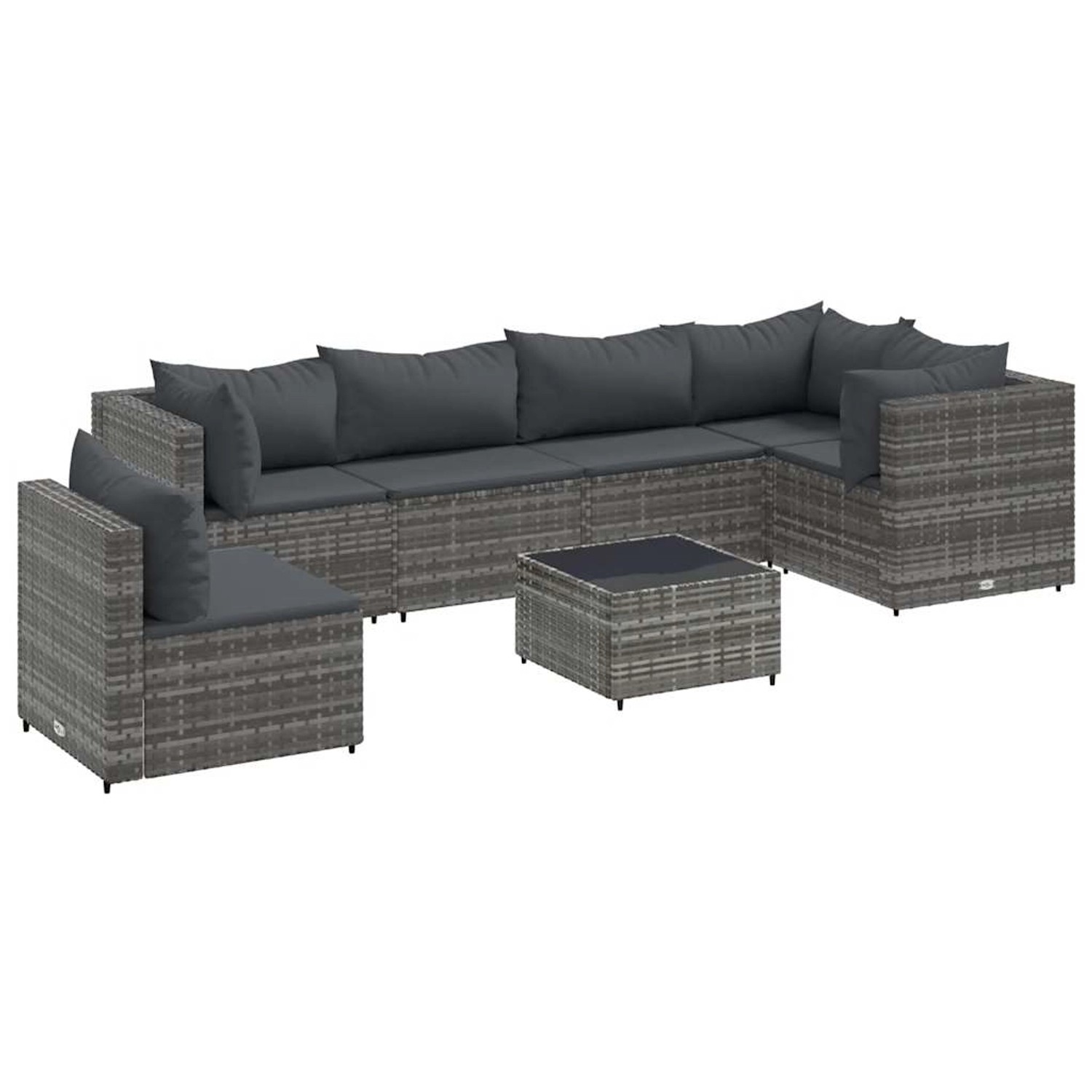 vidaXL 7-tlg Garten-Lounge-Set mit Kissen Grau Poly Rattan Modell 90 günstig online kaufen