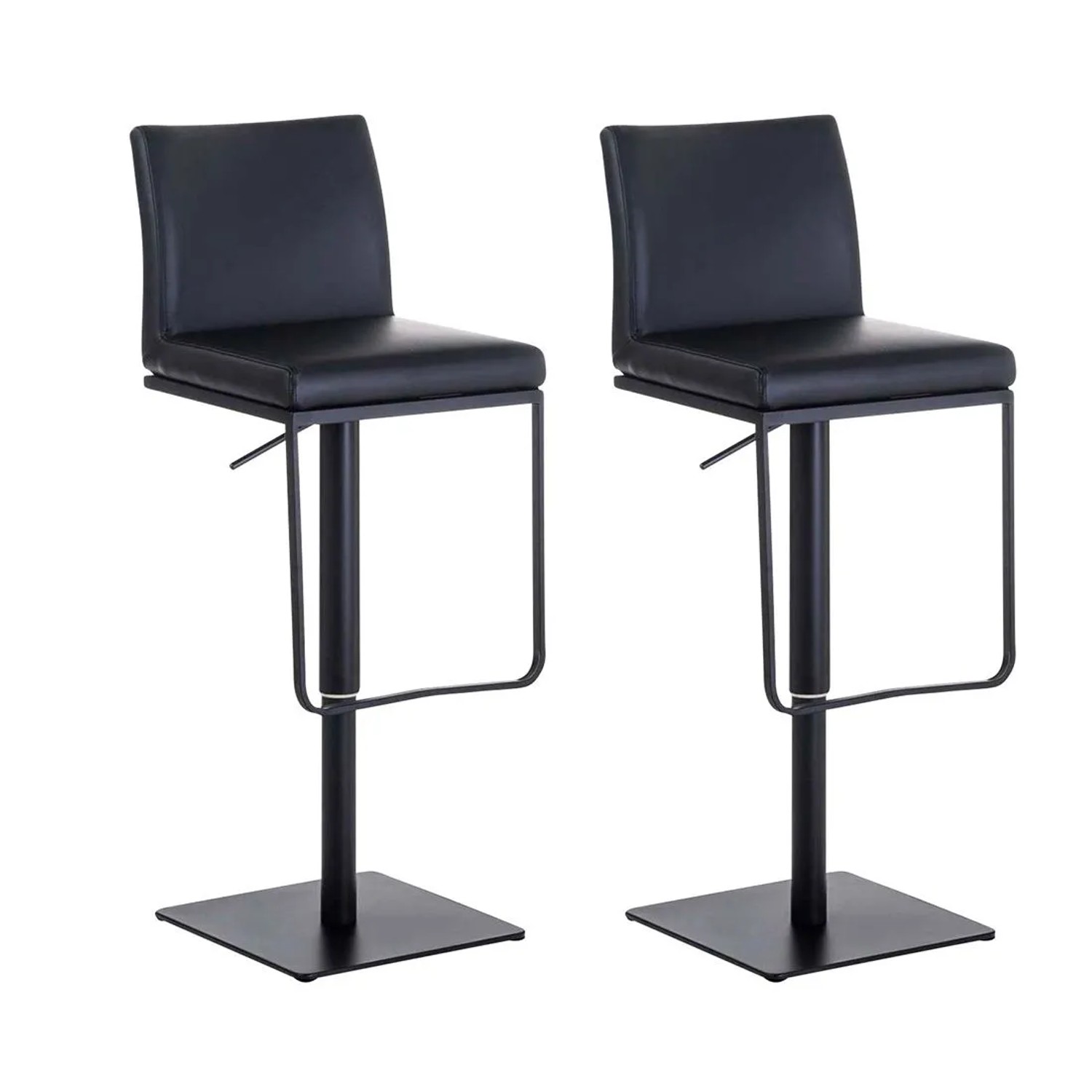 CLP 2er Set Barhocker Panama Kunstlederbezug Schwarz/Schwarz