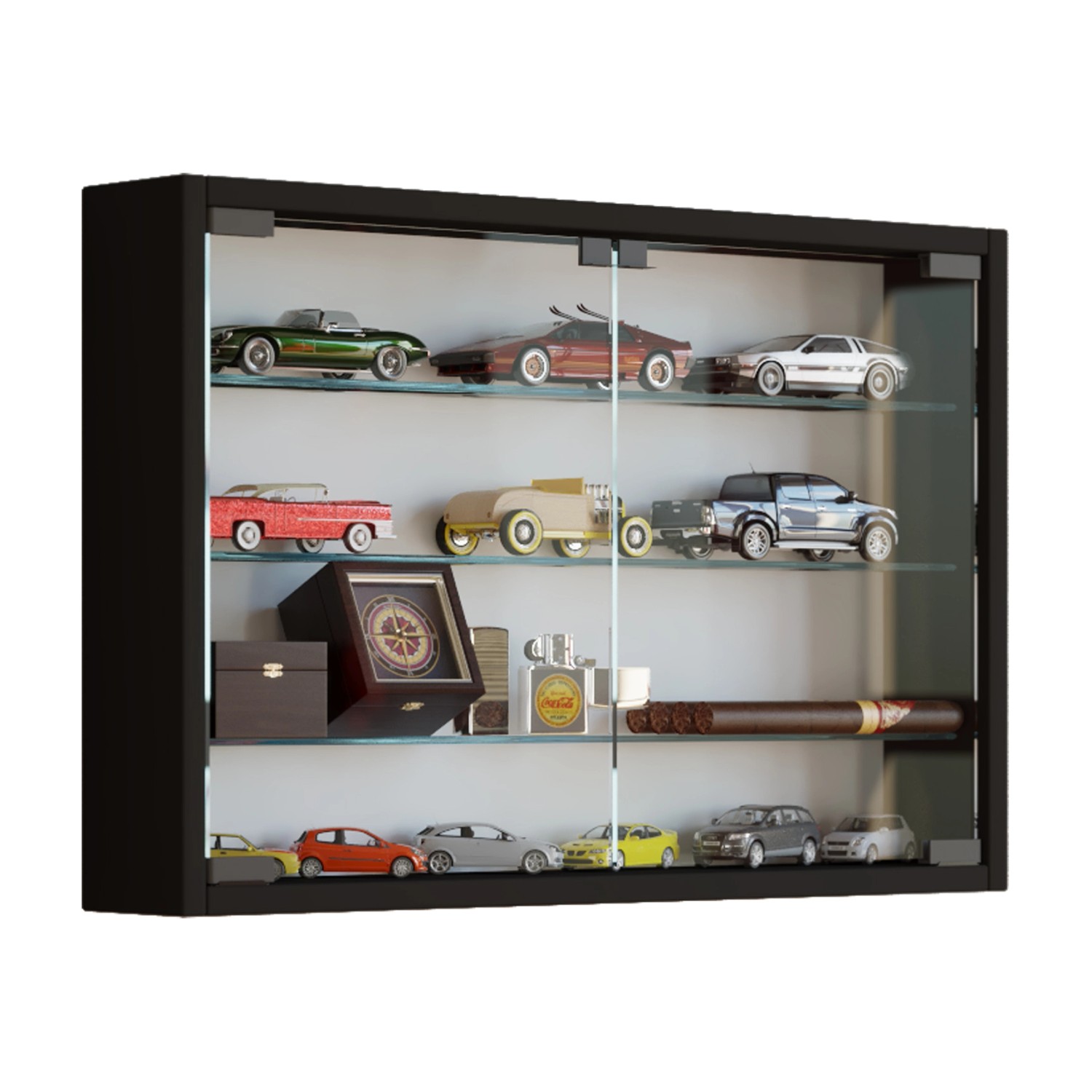 ebuy24 Mandosa M Vitrinenschrank an der Wand Montierte 2 Glastüren Schwarz günstig online kaufen