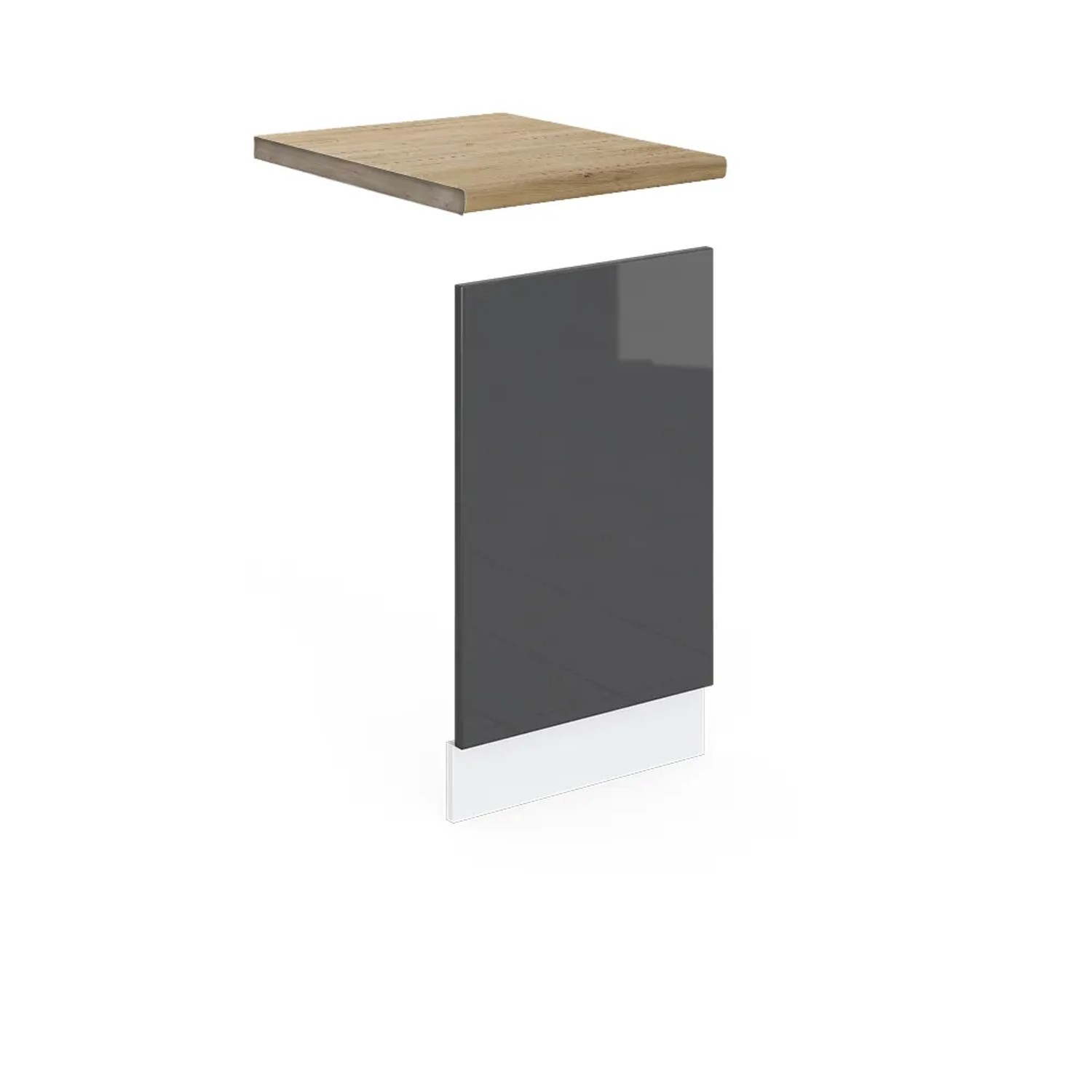 Vicco Frontblende R-Line Geschirrspüler Fronttür Anthrazit Hochglanz/Weiß 45 cm AP Eiche