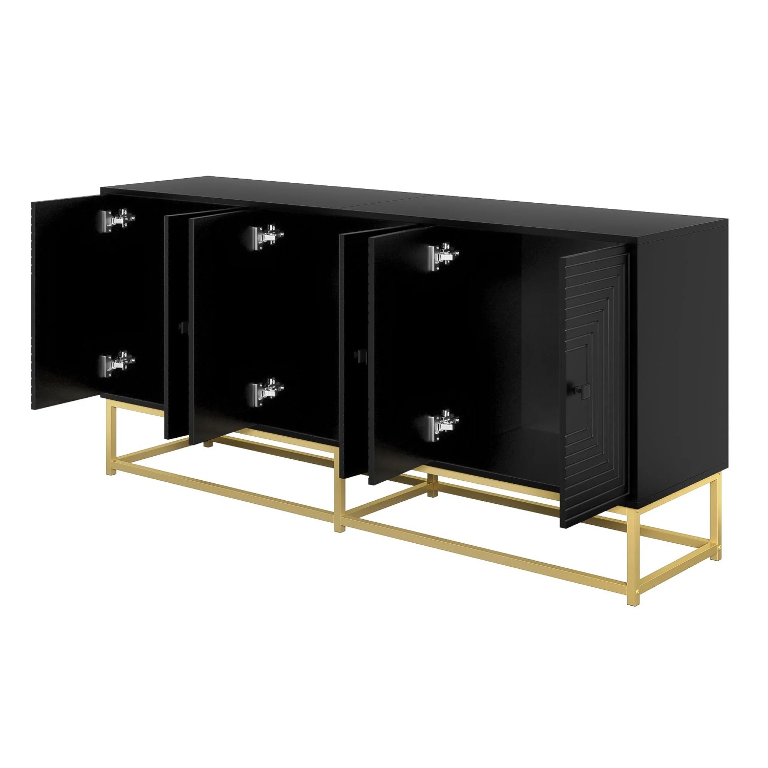 okwish Sideboard mit Doppeltüren Stauraum Wohnzimmer Büro 180x40x80cm Schwarz