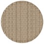 Detailansicht der Tischplatte des beigen vidaXL Bistro-Sets aus Polyrattan. Gartenmöbel mit Rattanmuster.