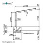 Technische Zeichnung Ximax Carport Linea-80 Tandem Edelstahl-Look mit Maßangaben.