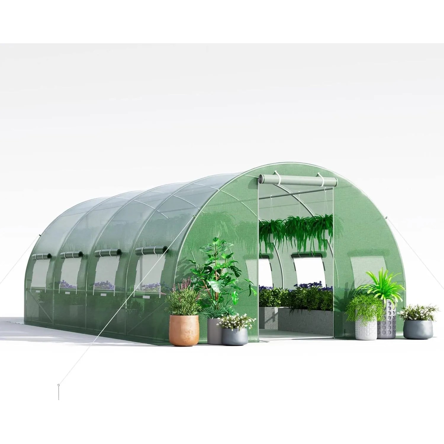 Costway Foliengewächshaus Metallgestell 6x3x2m Grün günstig online kaufen