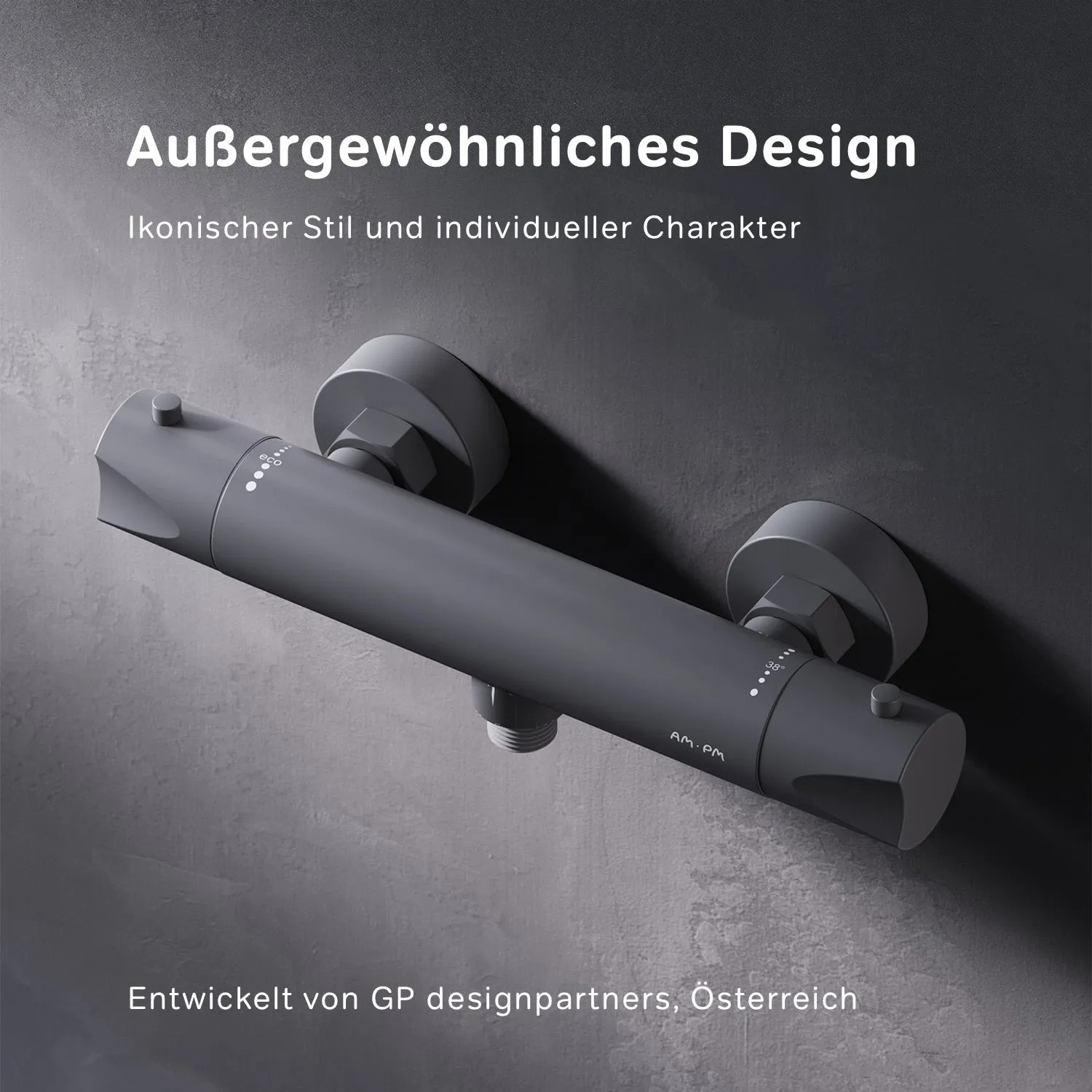 Schwarze AM.PM Thermostat Duscharmatur Hit aus Messing, Mischbatterie für die Dusche.