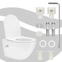 Weißes spülrandloses LuxeBath Hänge-WC aus Keramik mit Bidetfunktion, Softclose-Sitz und Montagematerial.