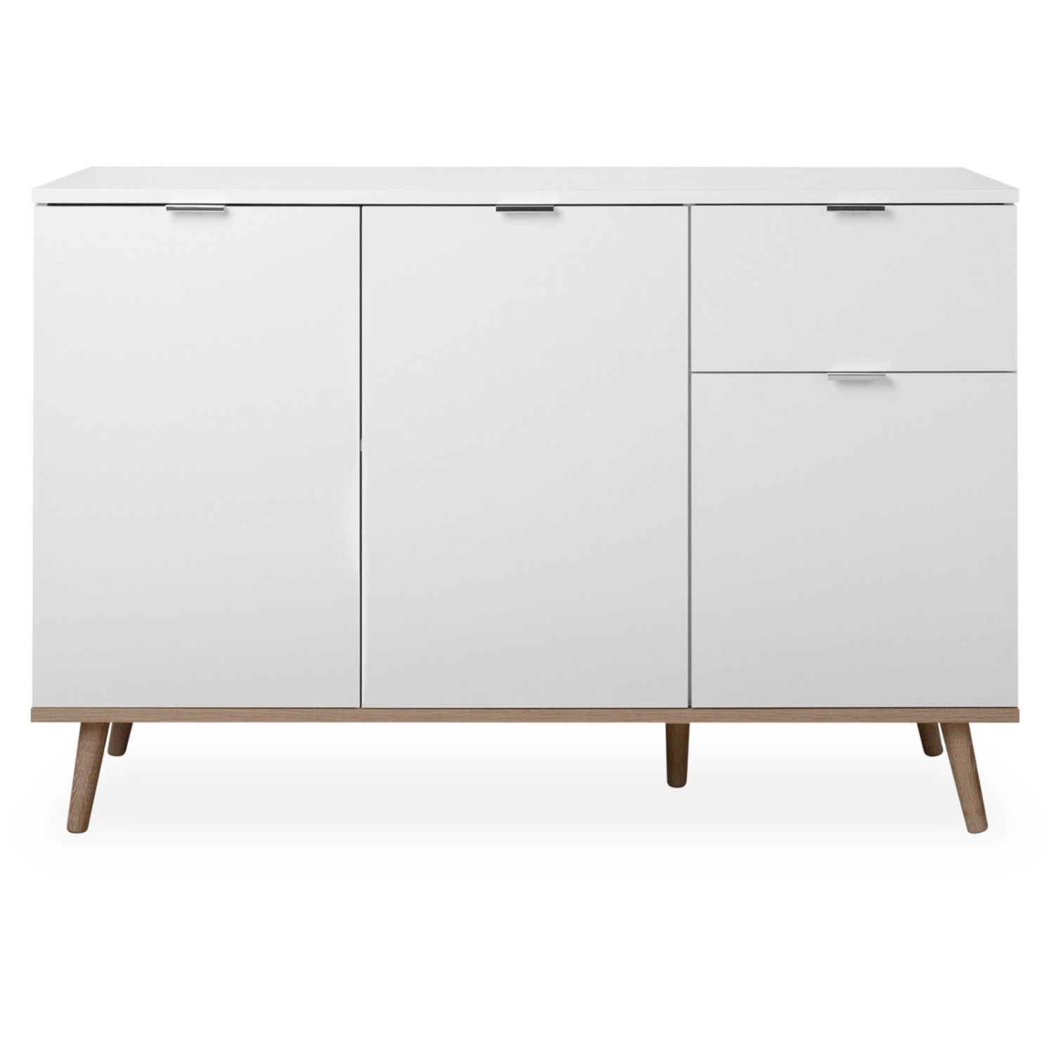 Furn.Design Kommode Weiß Matt Eiche 120 cm 3-türig Skandinavisch Lundby günstig online kaufen