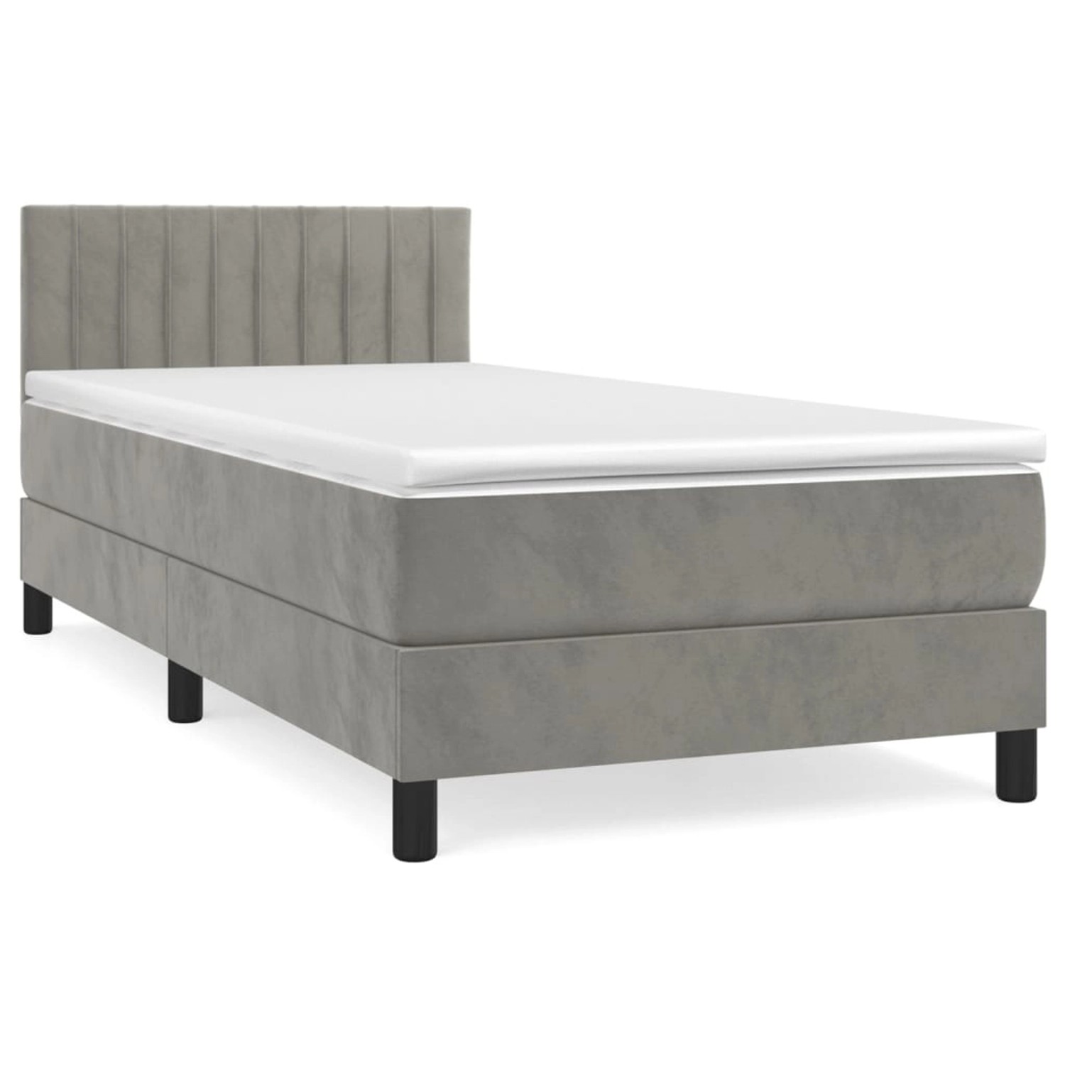 vidaXL Boxspringbett Boxspringbett mit Matratze Hellgrau 100x200 cm Samt Be günstig online kaufen