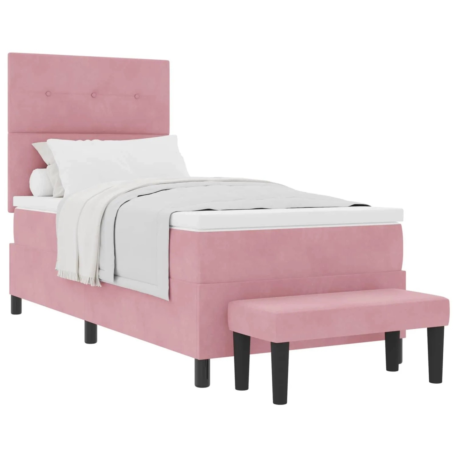 vidaXL Boxspringbett mit Matratze mit Kopfteil Rosa 90 x 190 cm Samt 3344485