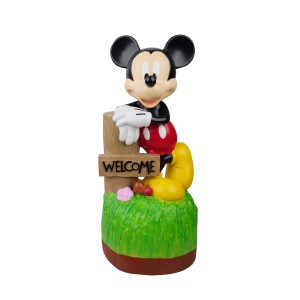 Disney Gartendeko: Mickey Mouse Figur mit "Welcome" Schild für den Garten.