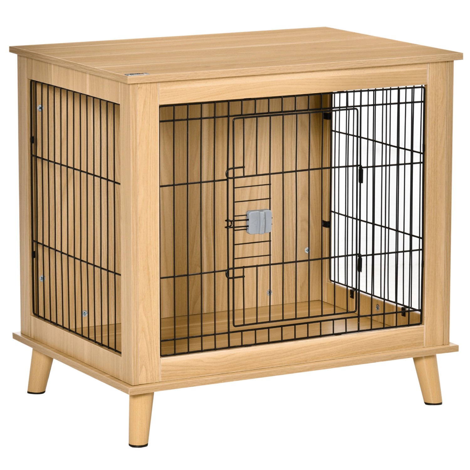 PawHut Hundekäfig aus Holz in Erhöhtem Design Haustier Natur 81 x 58,5 x 76 cm