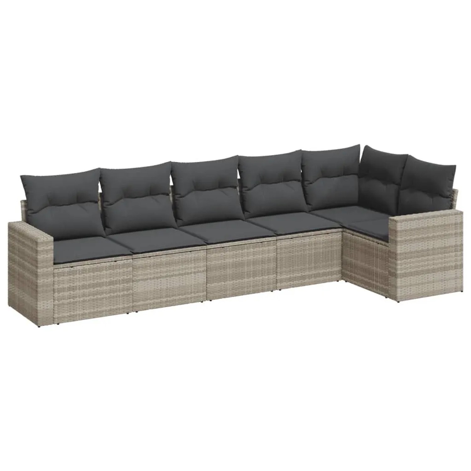 vidaXL 6-Tlg Garten-Sofagarnitur mit Kissen Hellgrau Poly Rattan 3251329