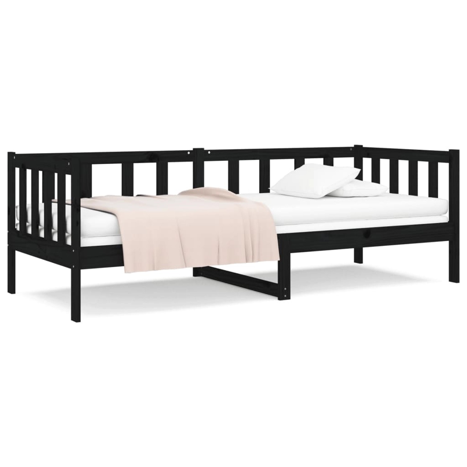 vidaXL Bett Tagesbett Schwarz 90x190 cm Massivholz Kiefer günstig online kaufen