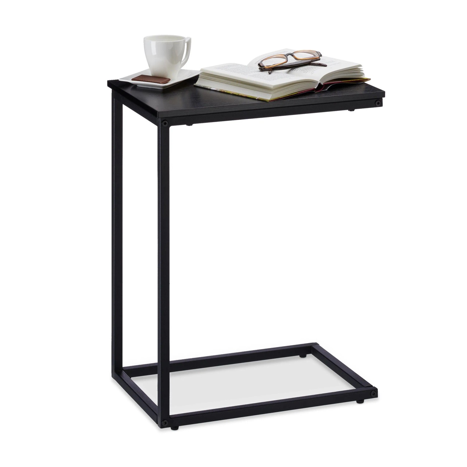 Relaxdays Beistelltisch Metall Schwarz 61 cm x 30 cm x 45 cm