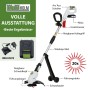 TRUTZHOLM Akku Rasentrimmer Set mit Akku, Ladegerät und 20 Nylonmesser. Elektro-Trimmer mit Teleskop-Stiel und Kantenschneider Funktion.